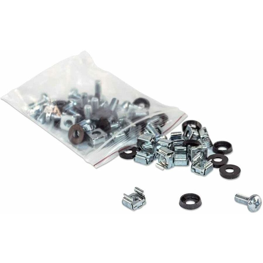 Cage Nut Set (100 Pack), M6 Nuts, Bolts and Washers, Suitable for Network Cabinets/Server Racks, Plastic Storage Jar, Lifetime Warranty