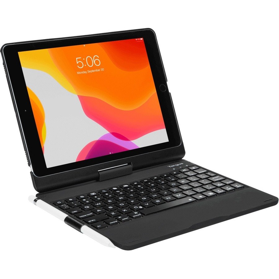 Targus VersaType THZ857US Keyboard/Cover Case for 10.2" to 10.5" Apple iPad (7th Generation), iPad Pro, iPad Air, iPad (9th Generation), iPad (8th Generation) Tablet - Black