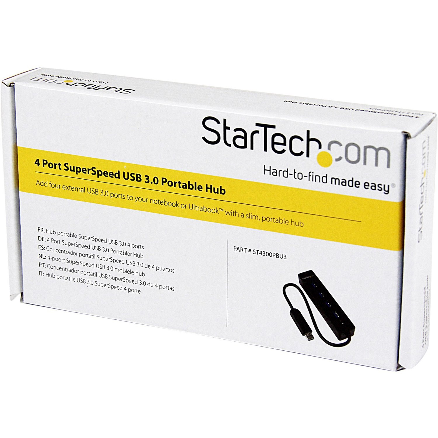 StarTech.com 4 Port Portable SuperSpeed USB 3.0 Hub with Built-in Cable - 5Gbps