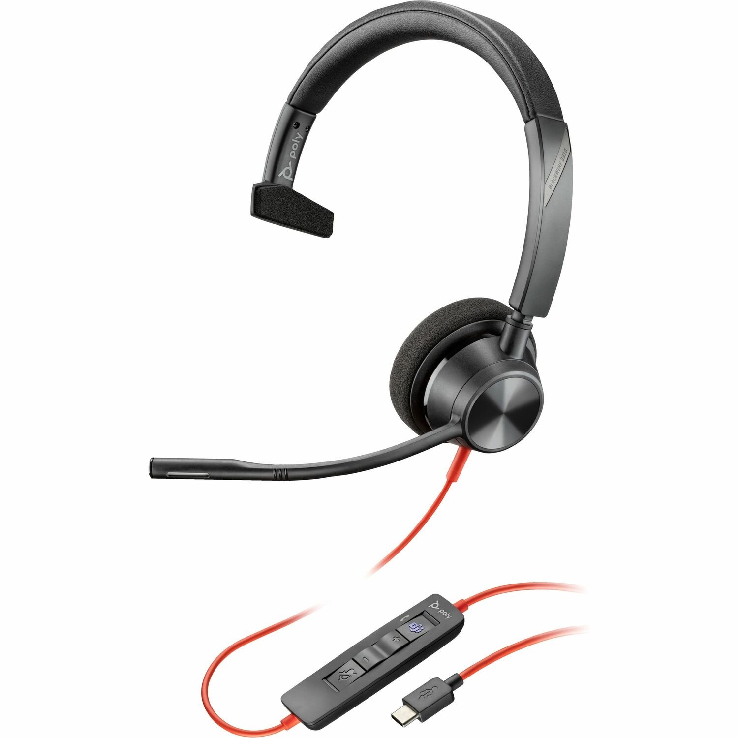 Poly Blackwire 3310 Microsoft Teams Certified Headset +USB-C/A Adapter TAA