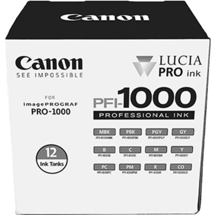 Canon LUCIA PRO PFI-1000 Original Inkjet Ink Cartridge - Cyan, Magenta, Yellow, Photo Cyan, Photo Magenta, Red, Blue, Matte Black, Photo Black, Gray, Photo Gray, ... - 12 Pack