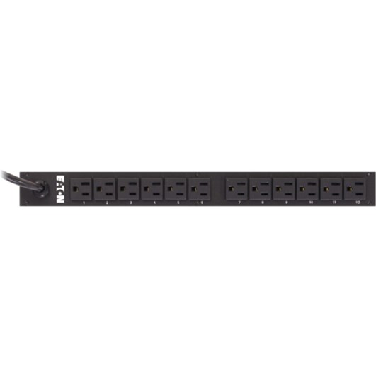 Eaton Basic rack PDU, 1U, 5-15P input, 1.44 kW max, 100-127V, 12A, 10 ft cord, Single-phase, Outlets: (12) 5-15R