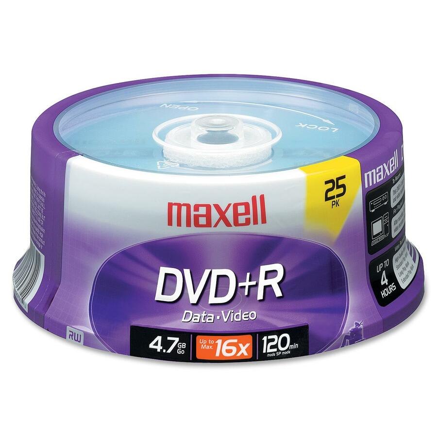 Maxell DVD Recordable Media - DVD+R - 16x - 4.70 GB - 25