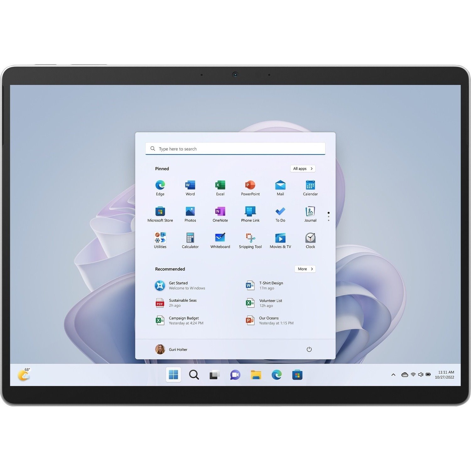 Microsoft Surface Pro 9 Tablet - 13" - 8 GB - 128 GB SSD - Windows 10 Pro - Platinum - TAA Compliant