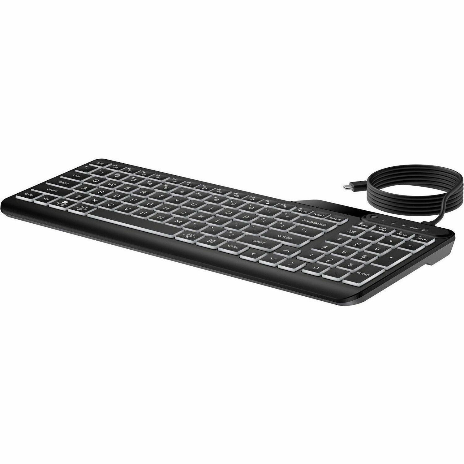 HP 400 Keyboard - Cable Connectivity - USB Type A, USB Type C Interface - LED - English (UK) - Black