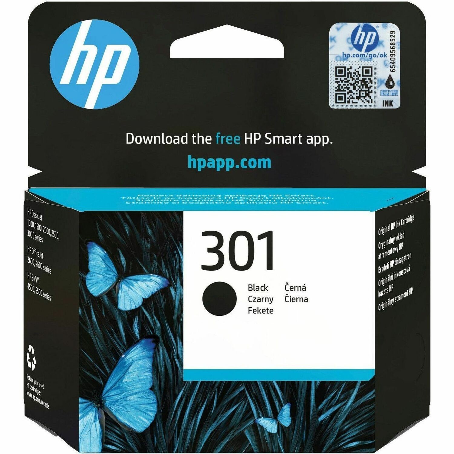 HP 301 Origineel Standaard Rendement Inkjet Inktcartridge - Zwart Verpakking