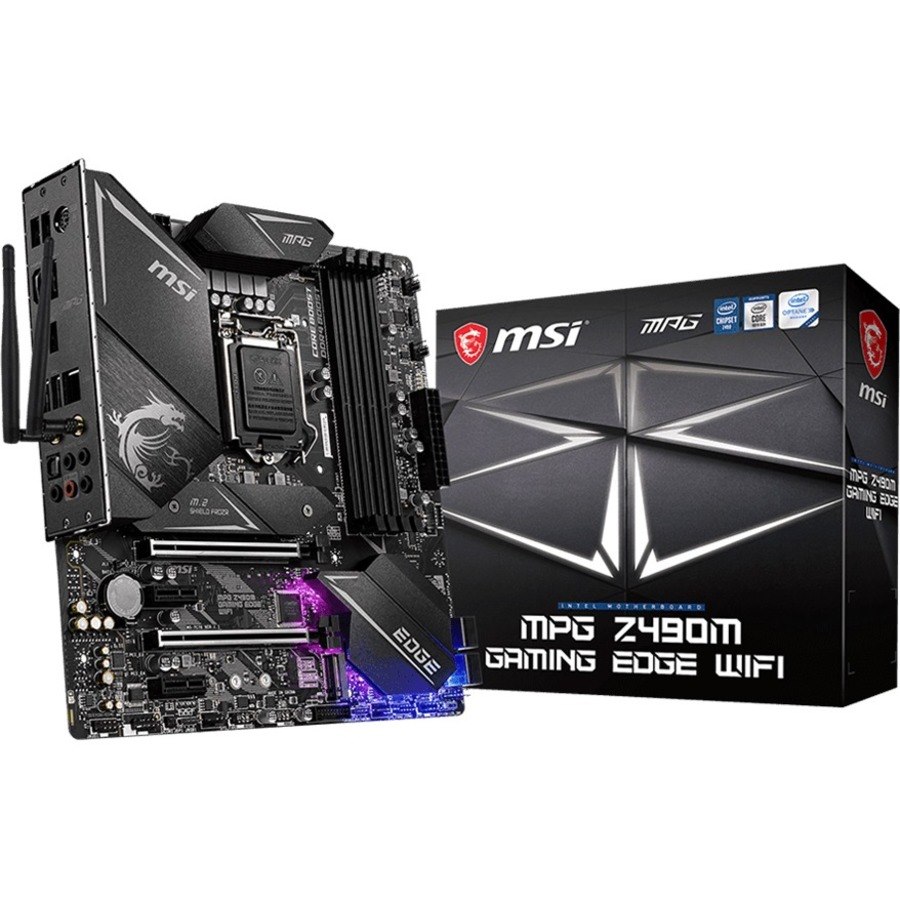 MSI MPG Z490M GAMING EDGE WIFI Desktop Motherboard - Intel Z490 Chipset - Socket LGA-1200 - Intel Optane Memory Ready - Micro ATX