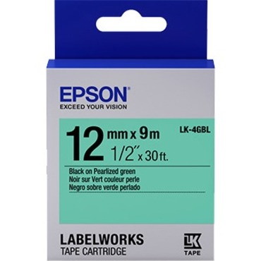 Epson LabelWorks Pearlized LK Tape Cartridge ~1/2" Black on Pearlized Green