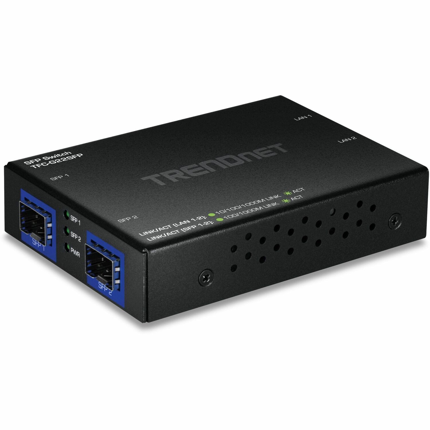 TRENDnet 4-Port Gigabit Switch with SFP Ports, TFC-G22SFP, 2 x 1Gbps RJ45 Ports, 2 x 1Gbps SFP Ports, 8Gbps Switching Capacity, NDAA & TAA Compliant