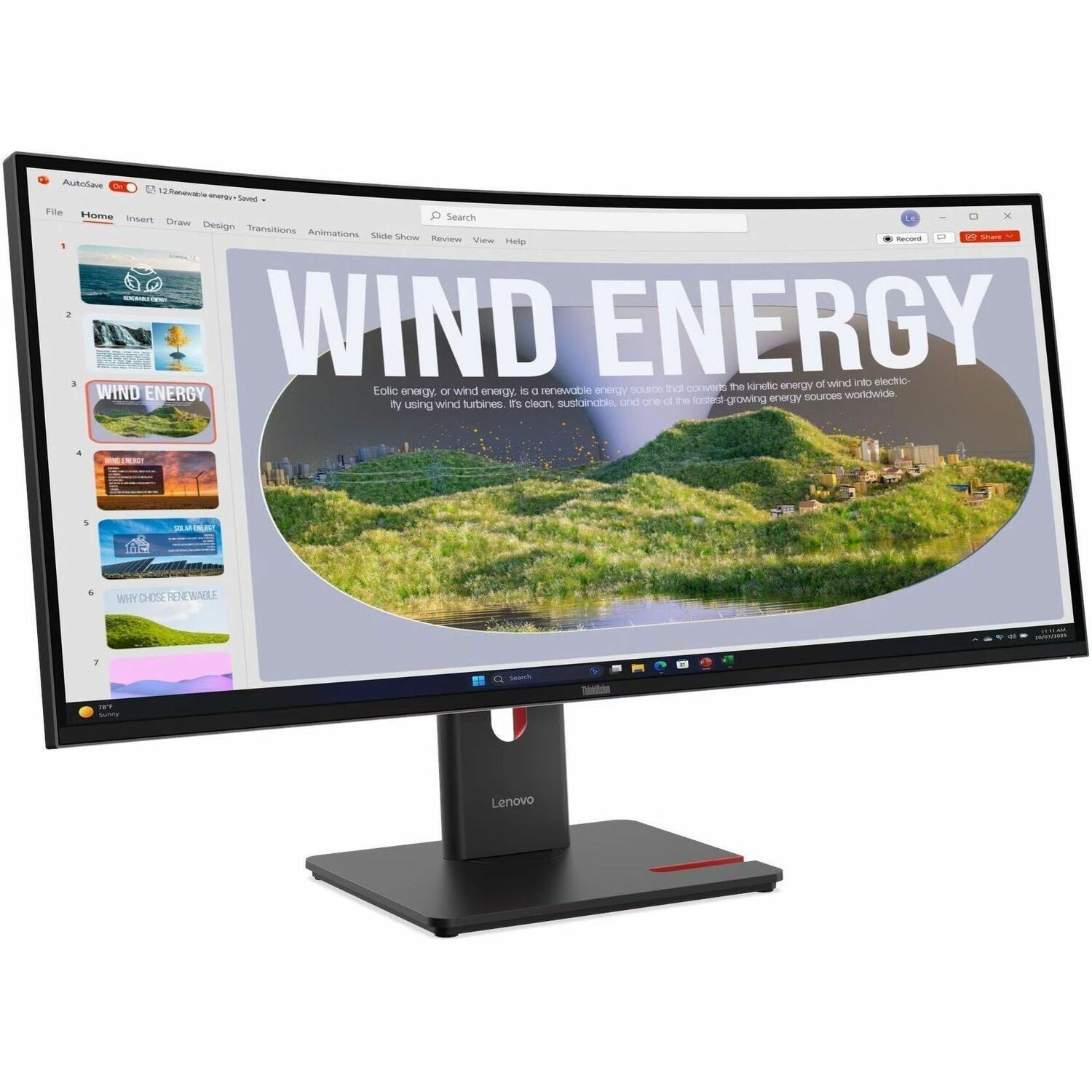 Lenovo ThinkVision T34WD-40 34" Class UW-QHD Curved Screen LED Monitor - 21:9 - Eclipse Black