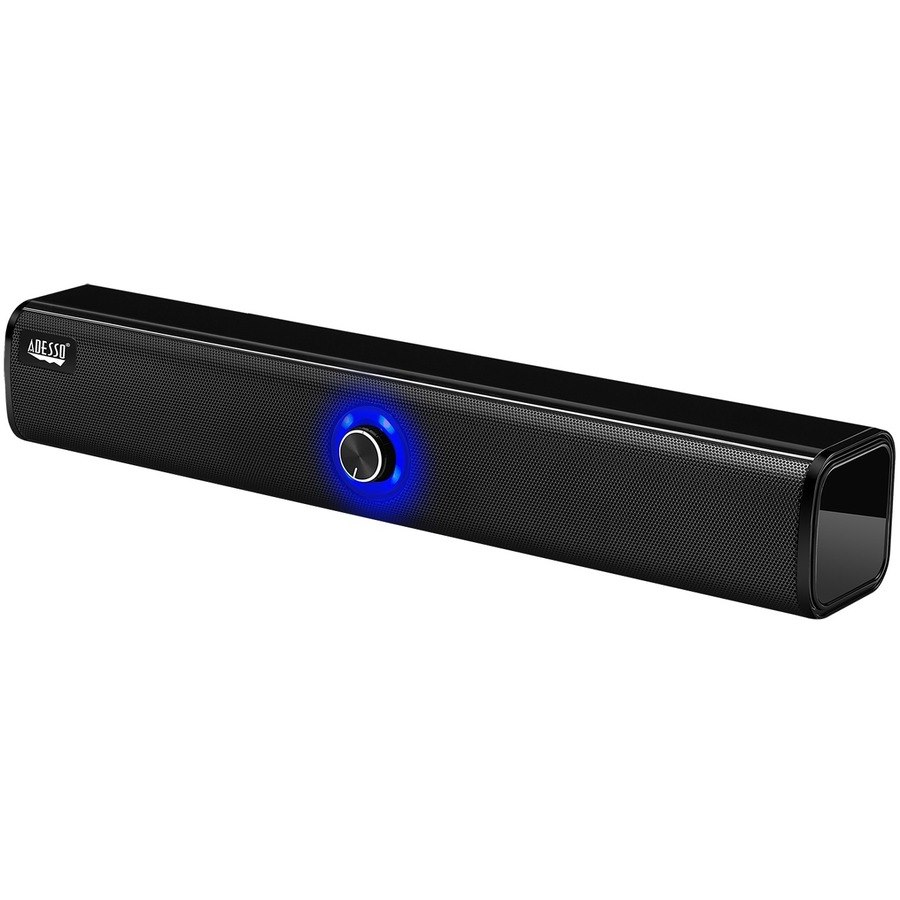 Adesso Xtream S6 Portable Bluetooth & Aux Sound Bar Speaker - 10W x 2 -Black - 3.5mm - Rechargeable Battery - Volume Control Knob - Wired/Wireless