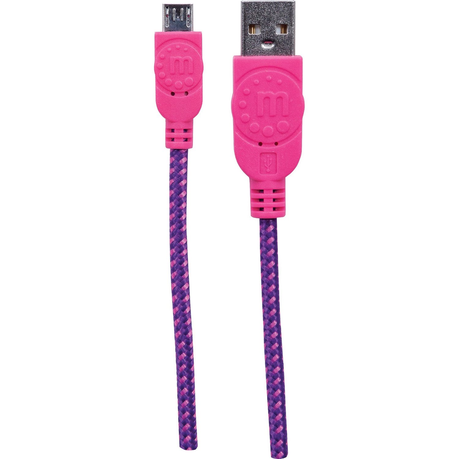 Manhattan Braided USB 2.0 A Male / Micro-B Male, 6 ft., Purple/Pink - Retail Package
