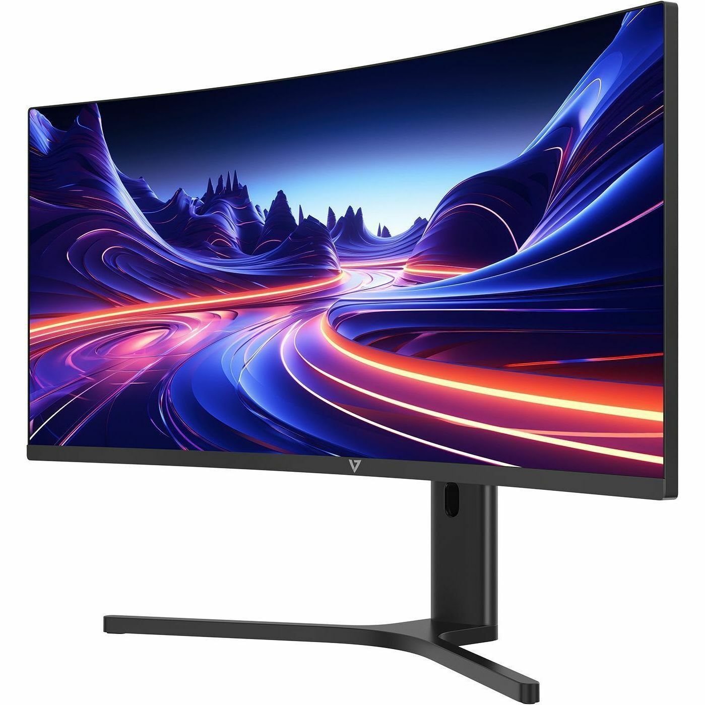 V7 L340WQ-HAS-N 34" Class UW-QHD Curved Screen LED Monitor - 21:9 - Black