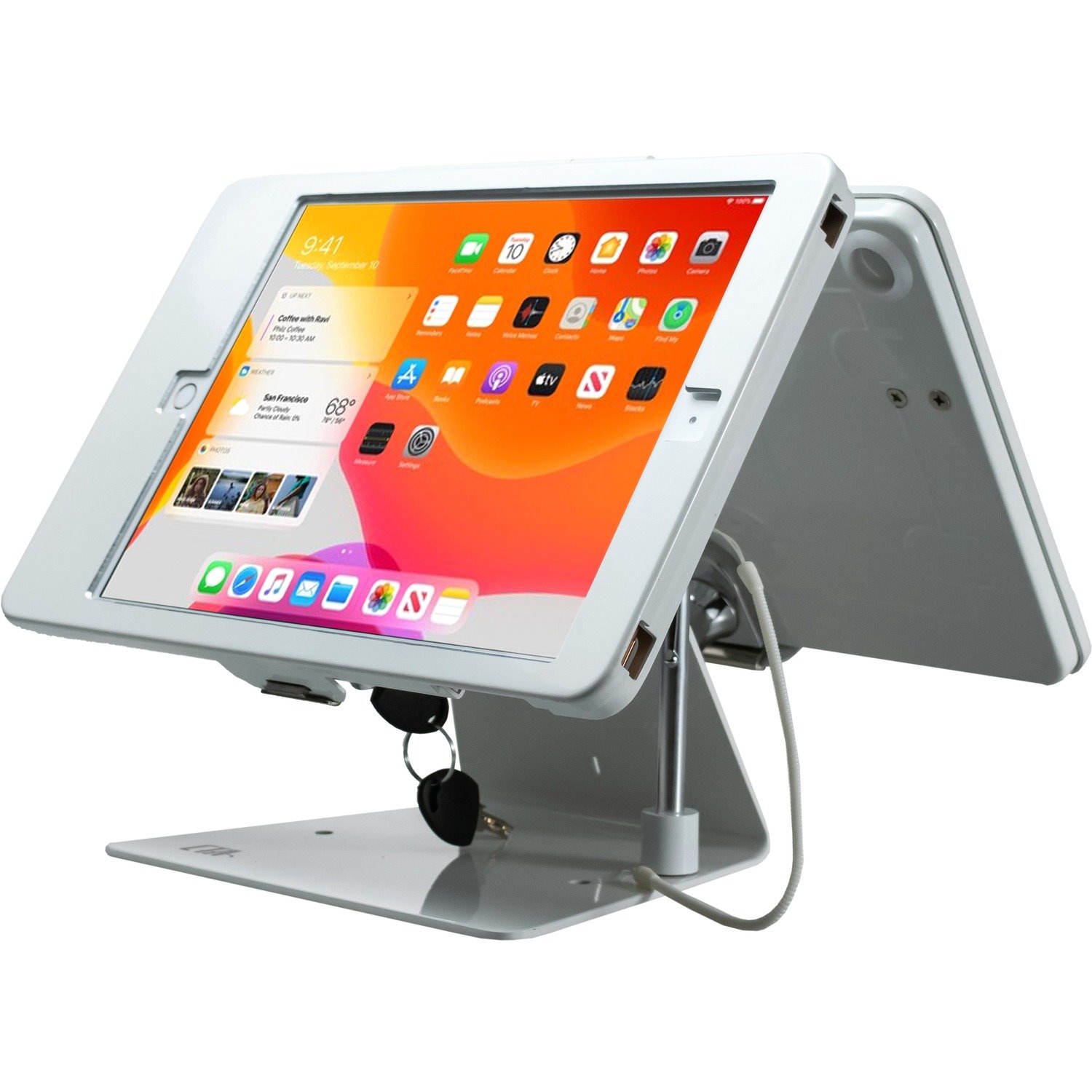 CTA Digital Security Dual-Tablet Kiosk Stand for iPad Air 3 (2019), iPad Pro 10.5 and iPad 7th/ 8th/ 9th Gen White