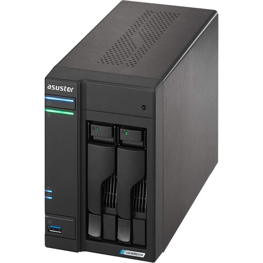 Asustor Lockerstor 2 Gen 2 AS6702T | 2 Bay NAS - Network Storage Enclosure, Quad Core 2.0GHz CPU, 4 M.2 PCIe 3.0 SSD Slot, 2 2.5GbE Port, 4GB RAM DDR4