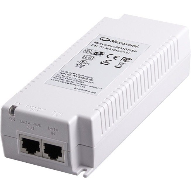 Microchip Single Port, High Power Gigabit Midspan, 802.3at Compliant with Surge Protection,with power cord
