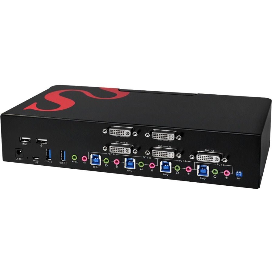 SIIG 4-Port DVI Dual-Link Smart Console Switch with USB 3.0 Multi-Media