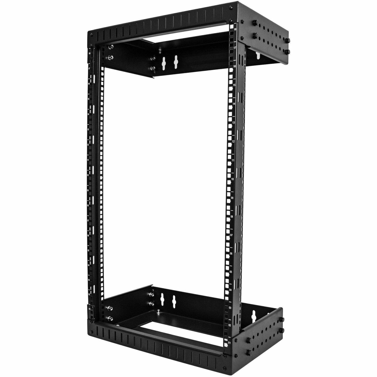 StarTech.com 2 Post 18U Heavy-Duty Wandmonteerbare Server Rack, 19" Open Frame Netwerk Rack met verstelbare Diepte, Data Rack voor IT/AV