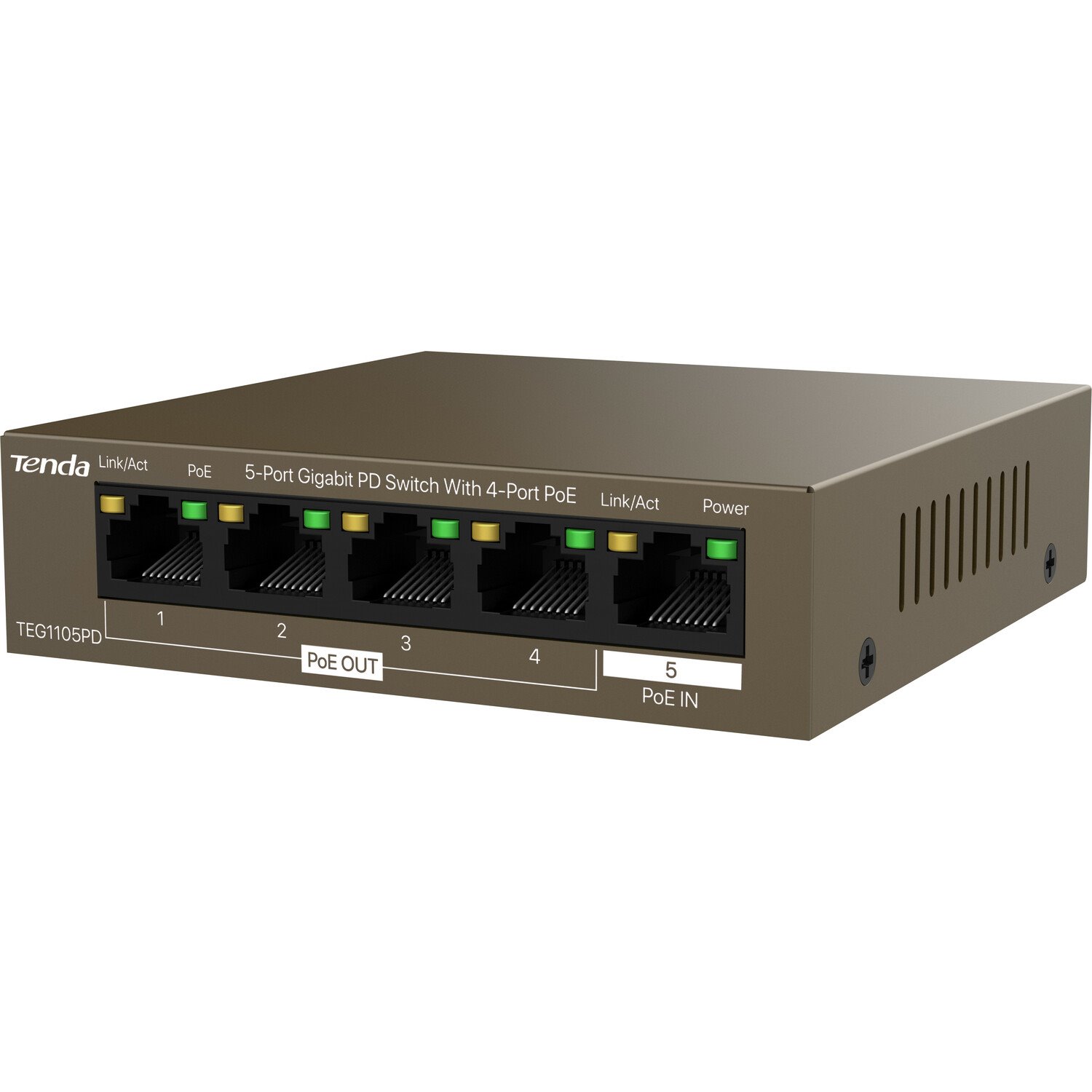 Tenda TEG1105PD 5 Ports Ethernet Switch - Gigabit Ethernet - 10/100/1000Base-T