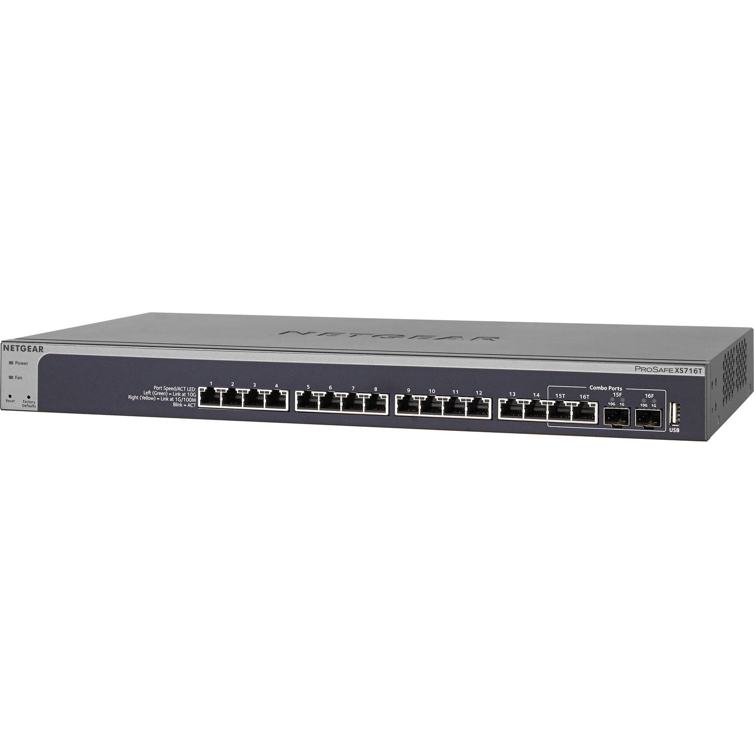 Netgear ProSafe XS716T 16 Ports Manageable Layer 3 Switch - Gigabit Ethernet, 10 Gigabit Ethernet - 10GBase-T, 10GBase-LR, 10GBase-SR, 1000Base-SX, 1000Base-LX, 10GBase-LRM