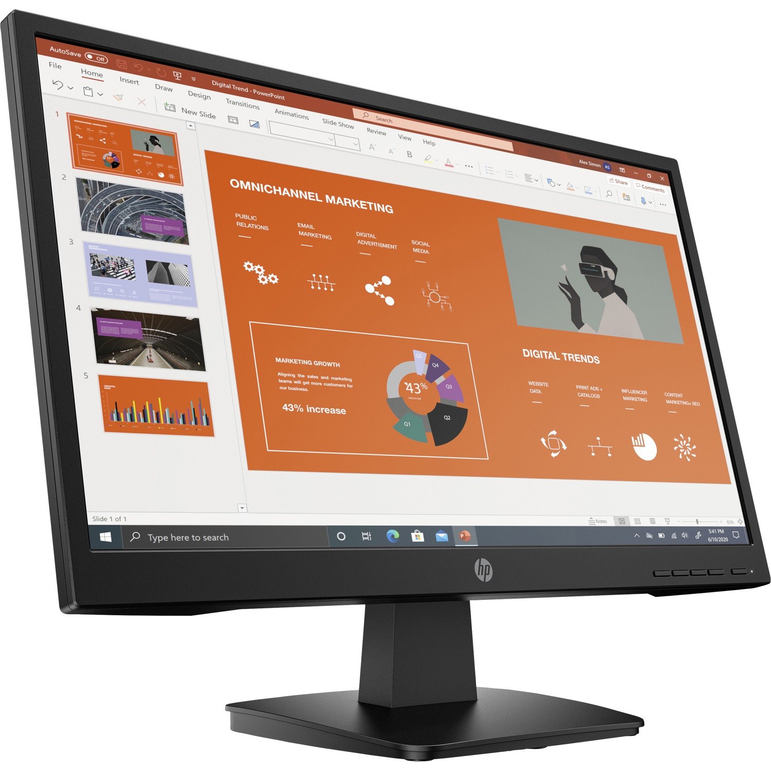 HP P22va G4 22" Class Full HD LCD Monitor - 16:9 - Black