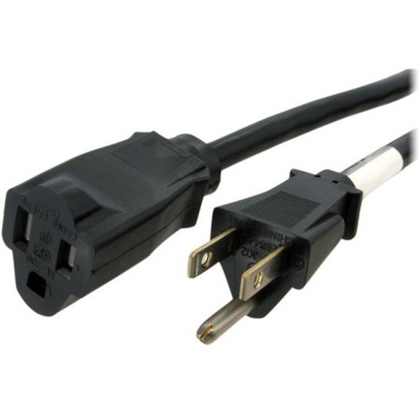 StarTech.com 10ft (3m) Power Extension Cord, NEMA5-15R to NEMA5-15P Black Extension Cord, 13A 125V, 16AWG, Computer Power Extension Cable