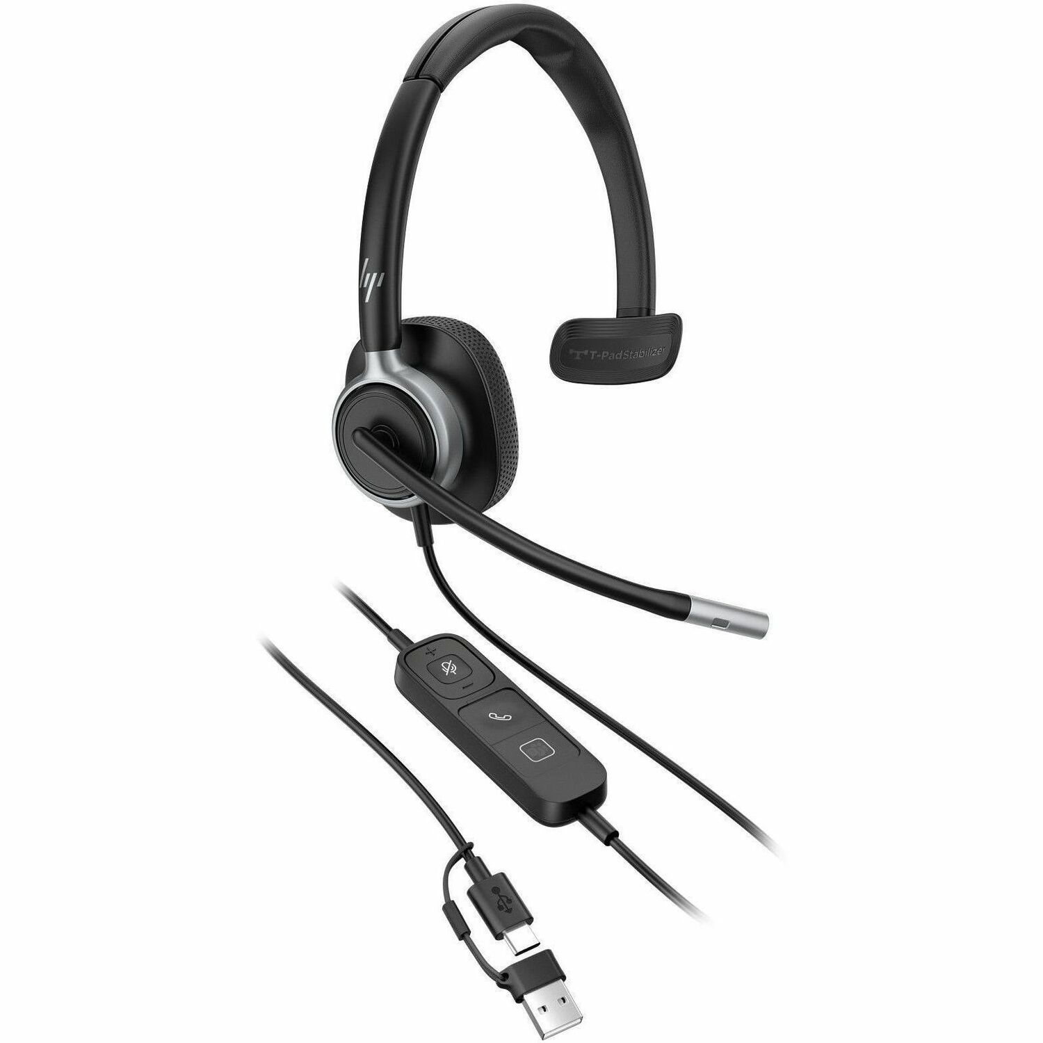 Poly Mission 600 615 Wired Over-the-head, On-ear Mono Headset - Black