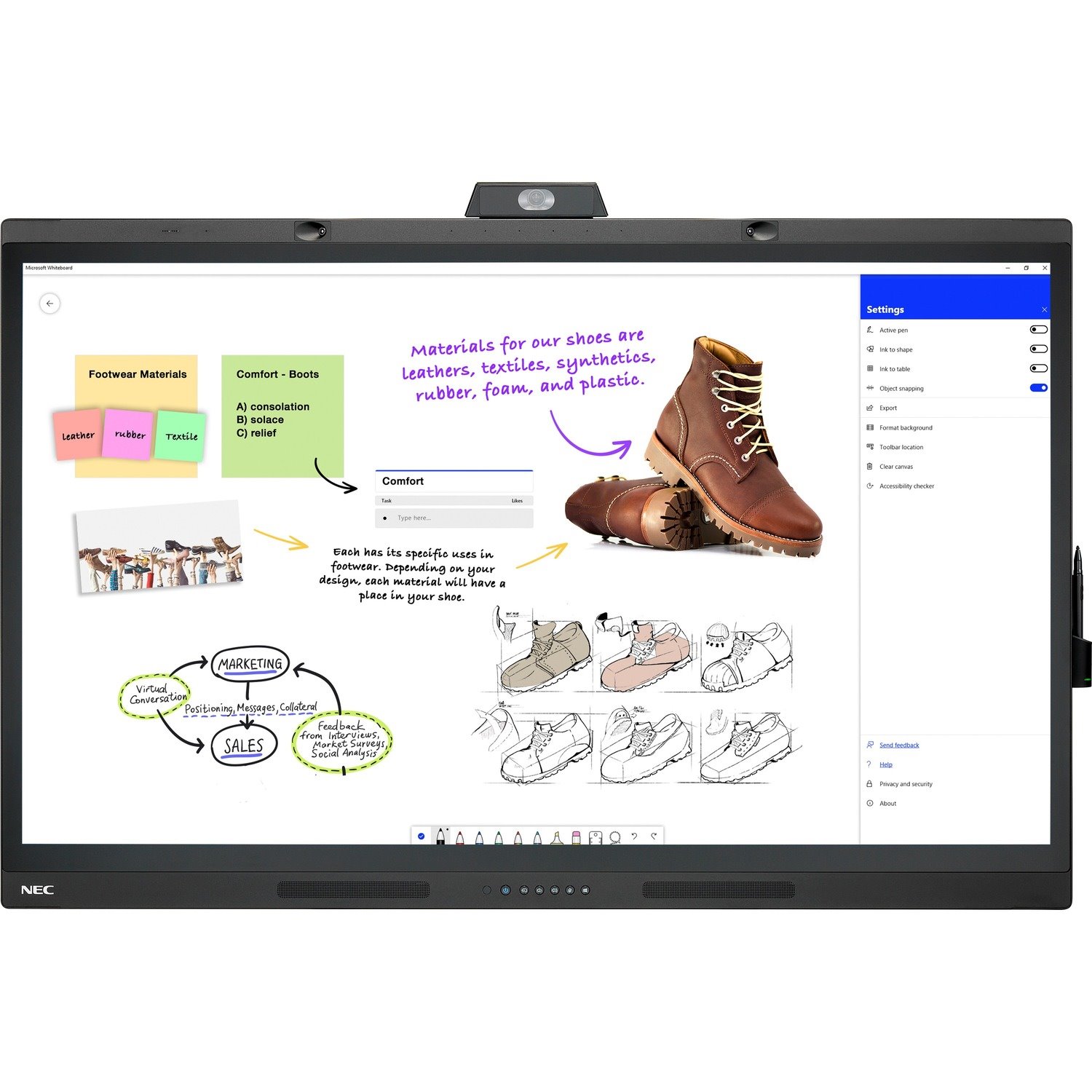 NEC Display MultiSync WD551 1397 mm 4K UHD LCD Collaboration Display