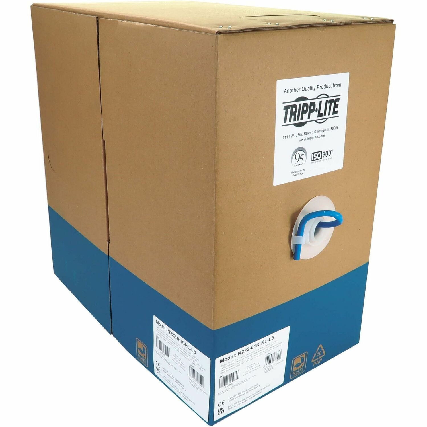 Eaton Tripp Lite Series Cat6 1G Solid Core UTP Bulk Ethernet Cable, LSZH, Blue, 1000 ft. (305 m), TAA