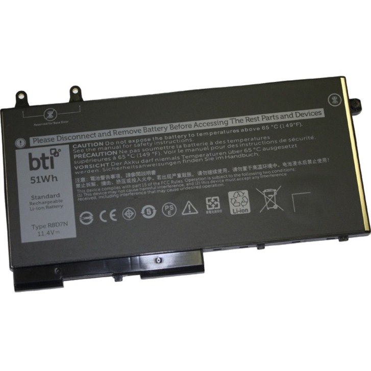 BTI R8D7N-BTI 11.4V 51WHR LI-ION BATTERY 0R8D7N, 451-BCIQ, R8D7N, W8GMW INSPIRON 15 7590 2-IN-1, INSPIRON 7590 2-IN-1, LATITUDE 5400, LATITUDE 5401, LATITUDE 5500, LATITUDE 5501, PRECISION 3540