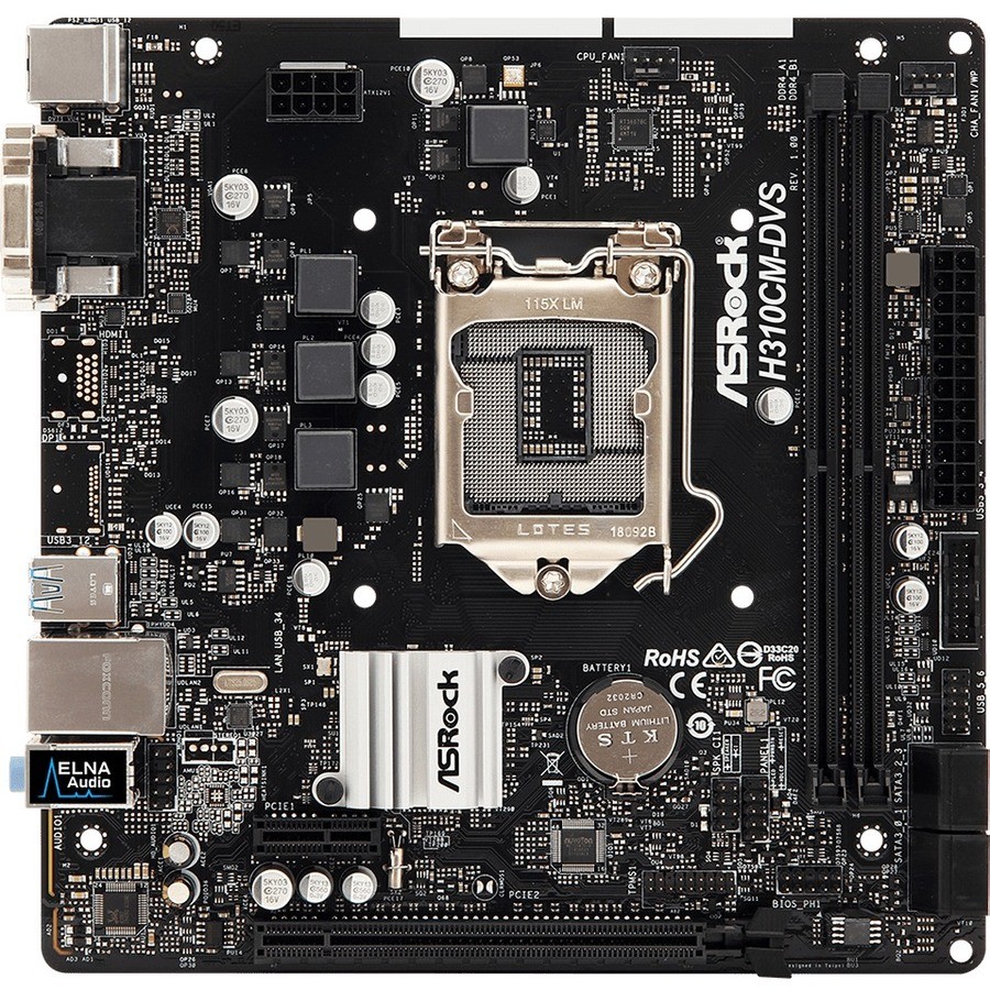 ASRock H310CM-DVS Desktop Motherboard - Intel H310 Chipset - Socket H4 LGA-1151 - Micro ATX