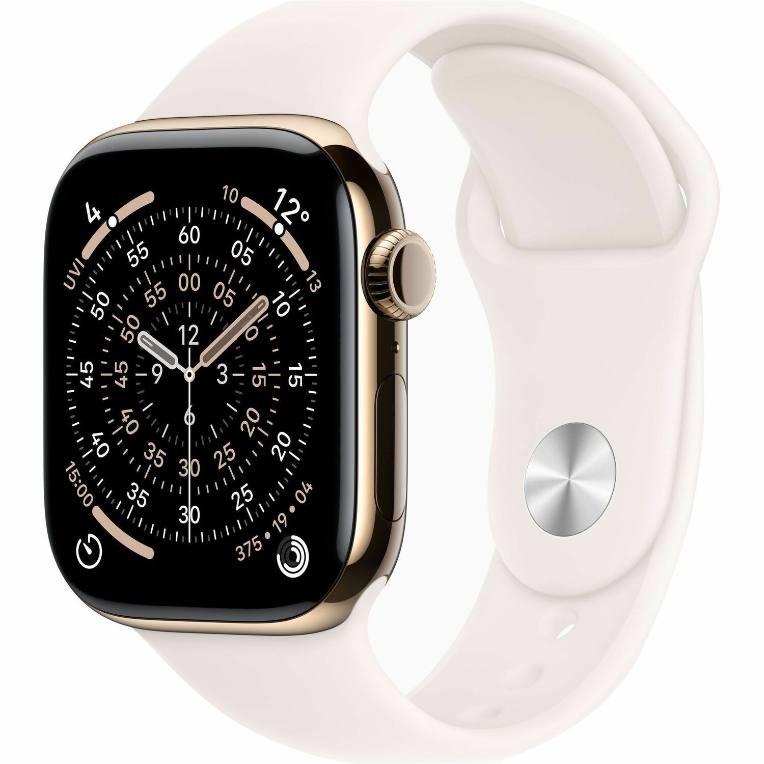 Apple Watch Series 11 Smart Watch - 42 mm Case Height - 36 mm Case Width - Gold Case Color - Light Blush Band Color - Titanium Case Material - Rubber Band Material - Wireless LAN - 4G - LTE