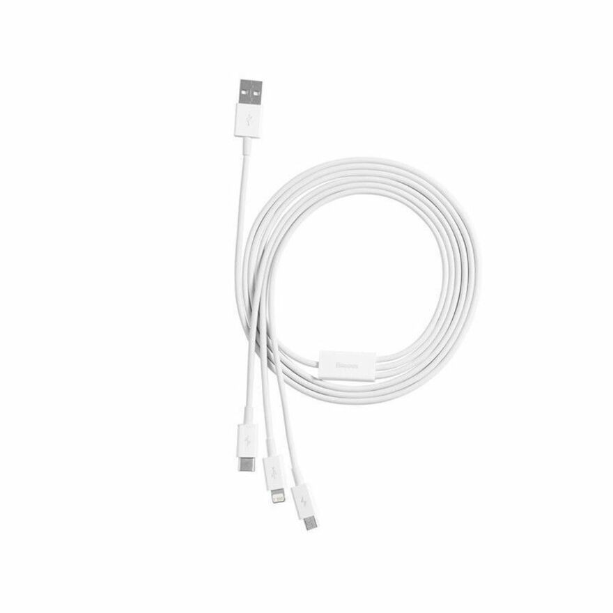 Baseus Superior Series Fast Charging Data Cable USB to M+L+C 3.5A 1.5m White