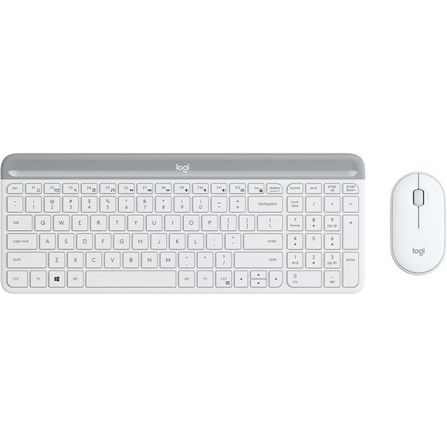 Logitech MK470 Slim Wireless Keyboard and Mouse Combo - Modern Compact Layout, Ultra Quiet - Off White