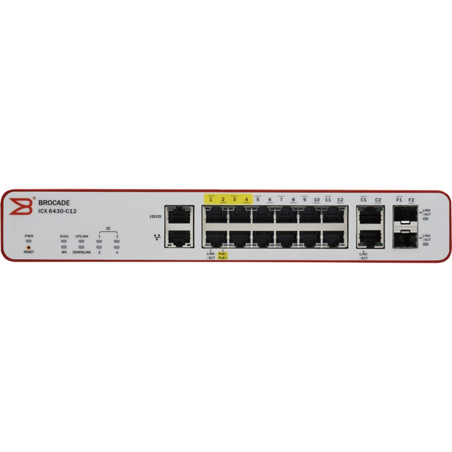 Brocade Icx6430-C12 Netwerk-Switch Managed Gigabit Ethernet (10/100/1000) Power Over Ethernet (PoE) Wit ** Refurbished **