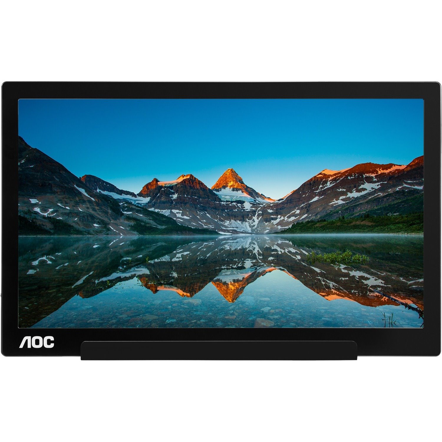 AOC I1601FWUX 16" Class Full HD LCD Monitor - 16:9 - Glossy Piano Black, Silver