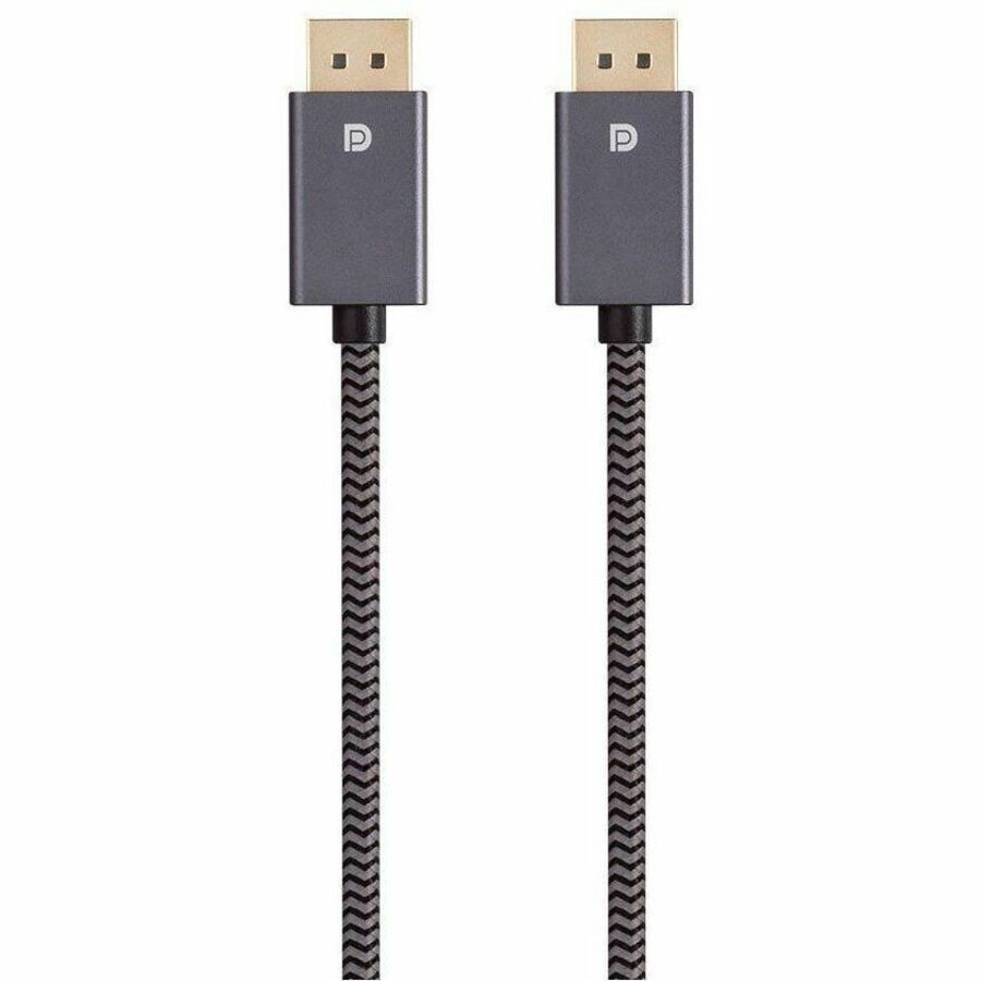Monoprice Displayport 1.4 Easyplug Nylon Braided Cable, 12FT, Gray