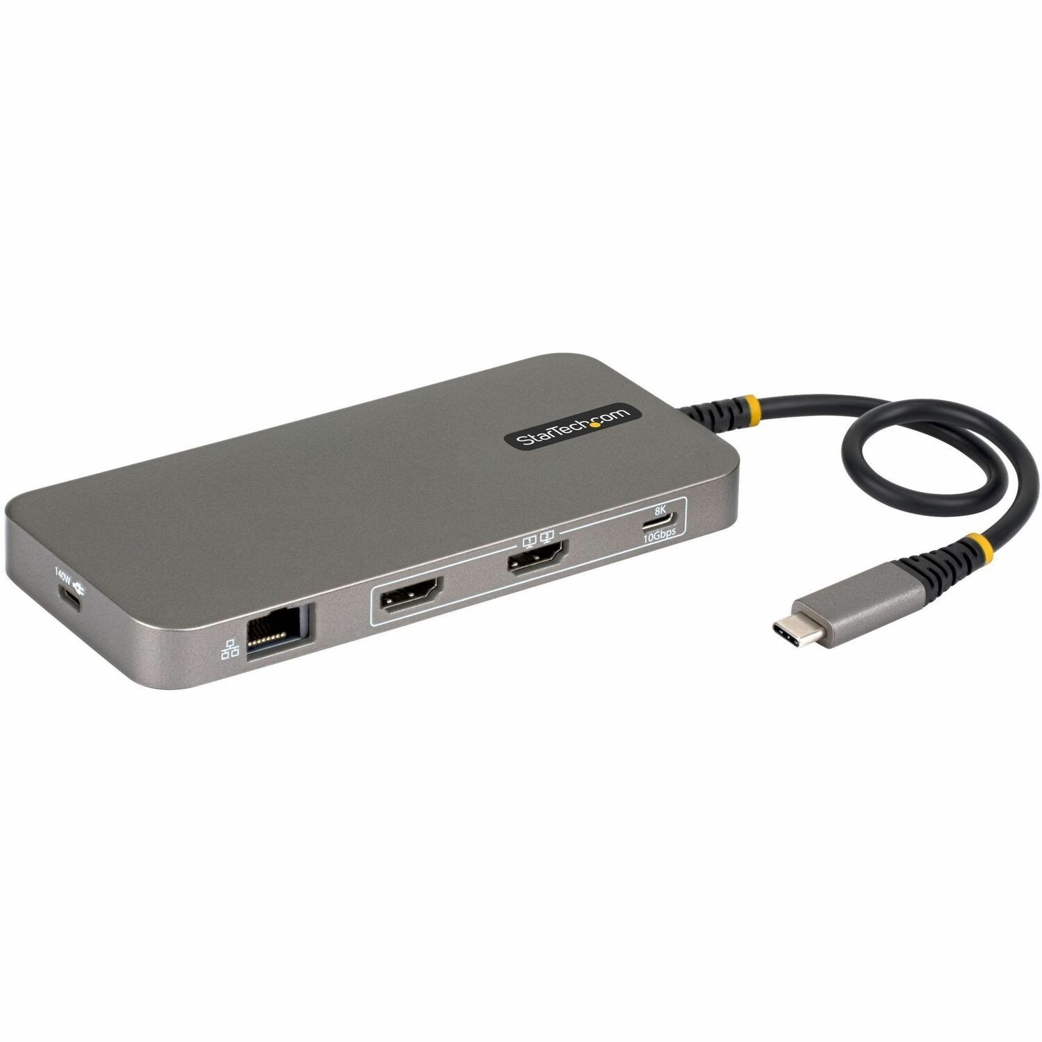 StarTech USB4 Multiport Adapter, Driverless Dual-HDMI 4K for macOS and Windows, 140W PD Charging, 10Gbps Hub, GbE