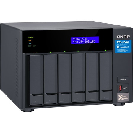 QNAP TVS-672XT-I3-8G 6 x Total Bays SAN/NAS/DAS Storage System - 4 GB Flash Memory Capacity - Intel Core i3 i3-8100T Quad-core (4 Core) 3.10 GHz - 8 GB RAM - DDR4 SDRAM Tower