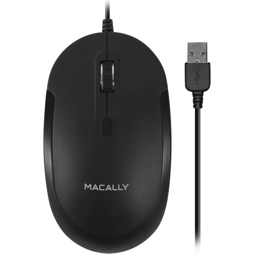 Macally USB Optical Quiet Click Mouse for Mac/PC Black