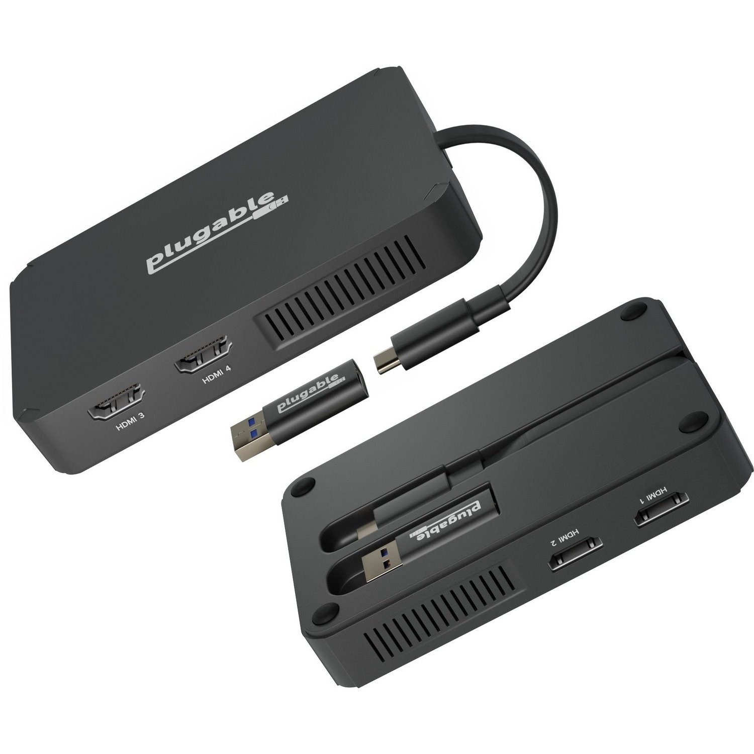 Plugable 4 HDMI Multi Monitor Adapter, USB 3.0 or USB C to HDMI Adapter