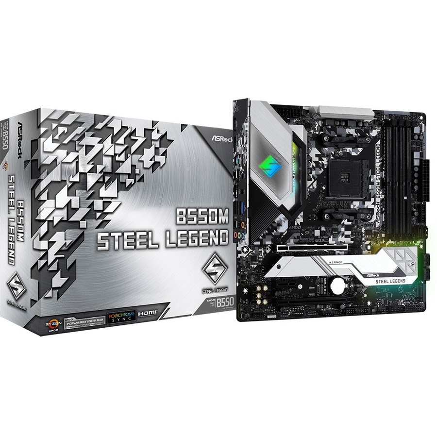 ASRock B550M Steel Legend Desktop Motherboard - AMD B550 Chipset - Socket AM4 - Micro ATX