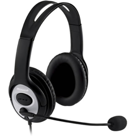 Microsoft LifeChat LX-3000 Wired Over-the-head Stereo Headset - Black/Silver