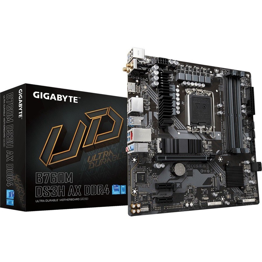 GIGABYTE1 Ultra Durable B760M DS3H AX DDR4 Desktop Motherboard - Intel B760 Chipset - Socket LGA-1700 - Micro ATX