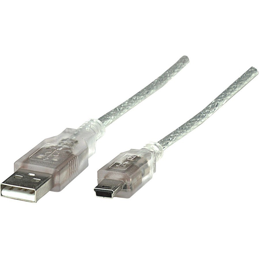 Manhattan Hi-Speed USB 2.0 A Male to Mini-B Male Device Cable, 6', Translucent Silver