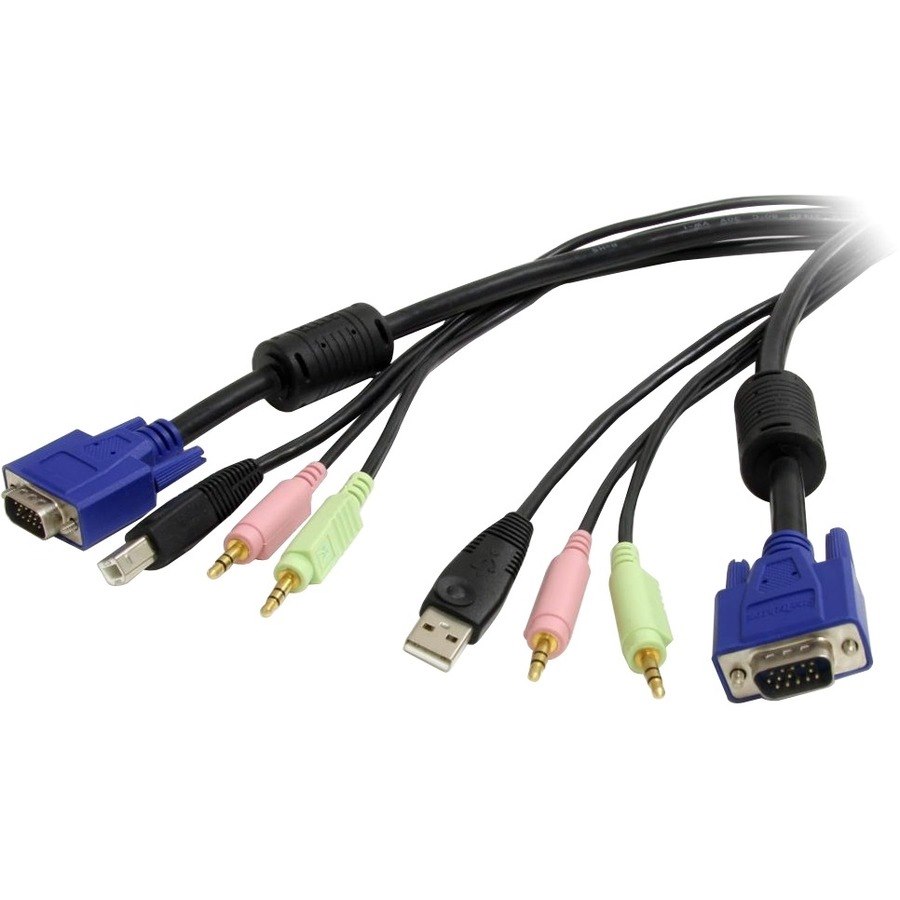 StarTech.com 4-in-1 USB VGA KVM Cable - Audio and Microphone - Keyboard / video / mouse / audio cable - 4 pin USB Type A, HD-15, mini-phone stereo 3.5 mm (M) - HD-15, mini-phone stereo 3.5 mm , 4 pin USB Type B (M) - 10 ft