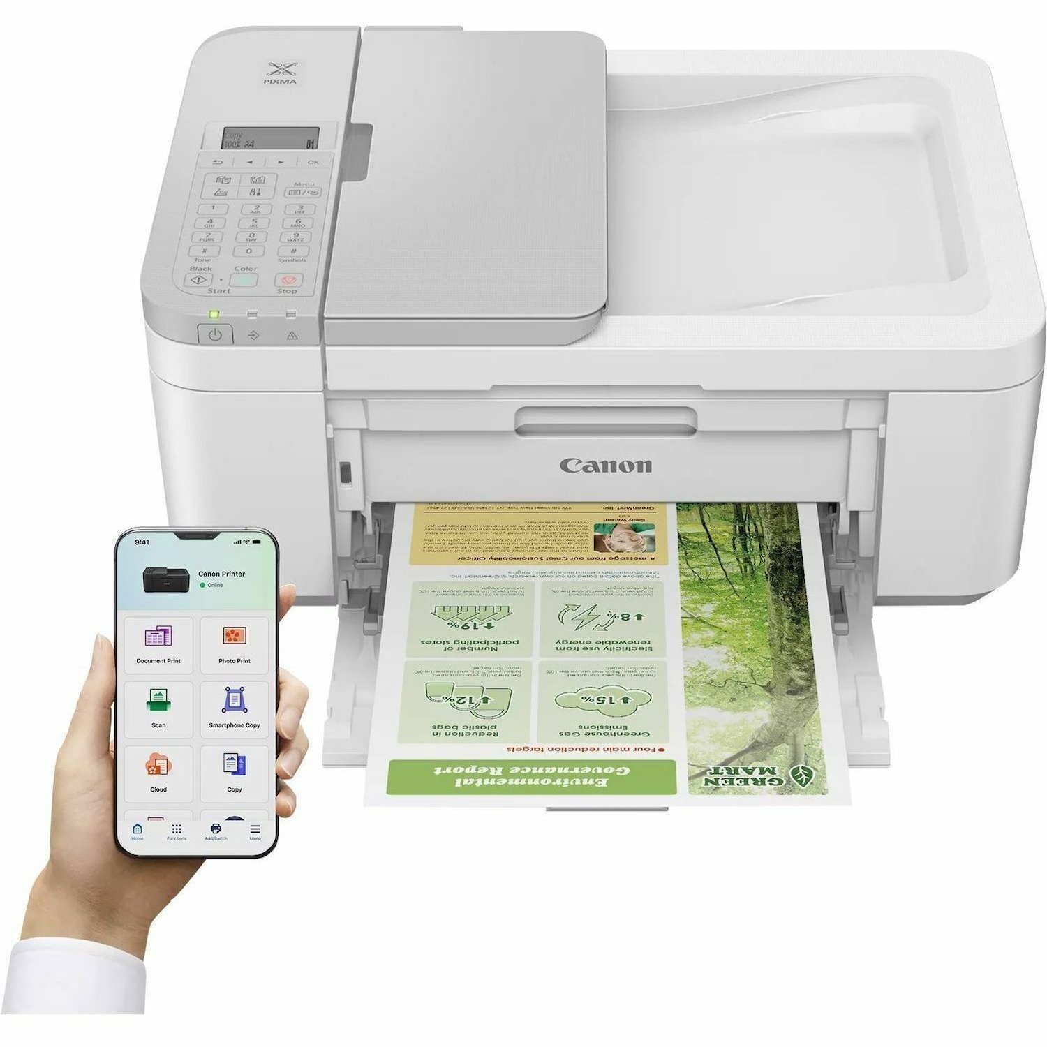 Canon PIXMA TR4756i Wired & Wireless Inkjet Multifunction Printer - Colour - White
