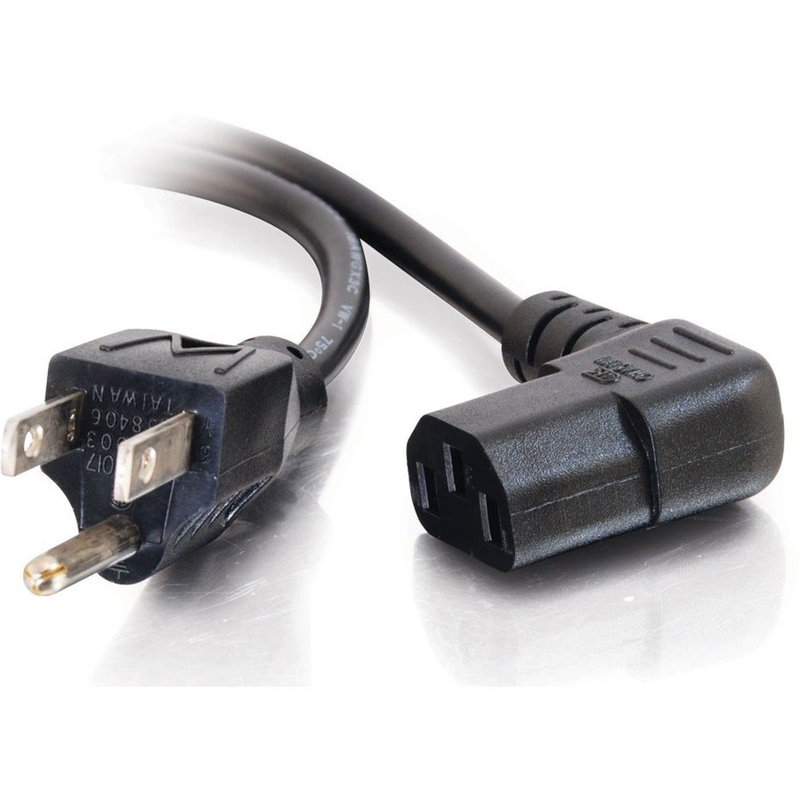 C2G 10ft Universal Right Angle Power Cord - 18AWG - NEMA 5-15P to IEC320C13R - TAA Compliant