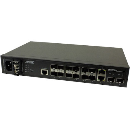 Managed Gigabit Ethernet Fiber Switch 12 100/1000Base-X SFP Slots + 2 1G/10GBase-X SFP+ Slots + 2 10/100/1000Base-T RJ-45 Ports
