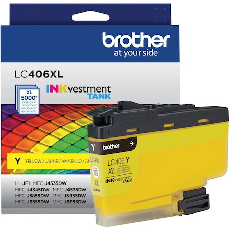 Brother INKvestment LC406XLY Original High Yield Inkjet Ink Cartridge - Single Pack - Yellow - 1 Each